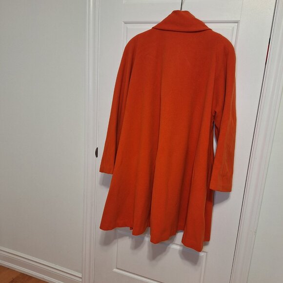 Eyecatching Bright Orange Drape Flare Coat Vintage Galsville - Picture 9 of 12